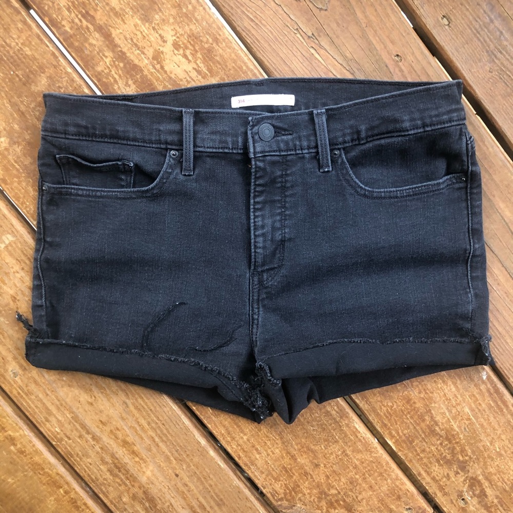High Waist Black Levi Jean Shorts Size 8